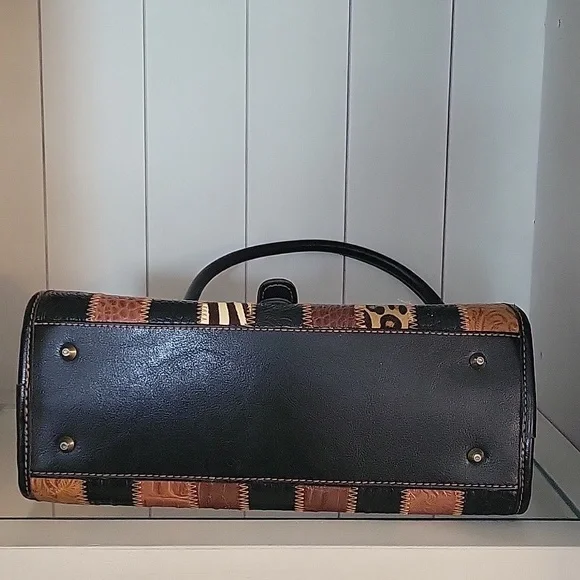 Genuine Leather Western Handbag Purse Animal Print Skin In Nice Condition - Picture 10 of 10